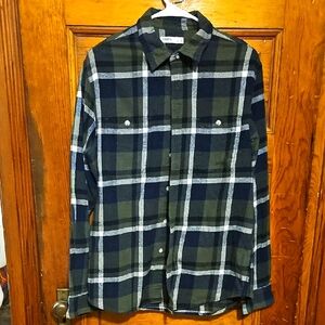 Sonoma Green and Navy Checkered Flannel Mens Med
